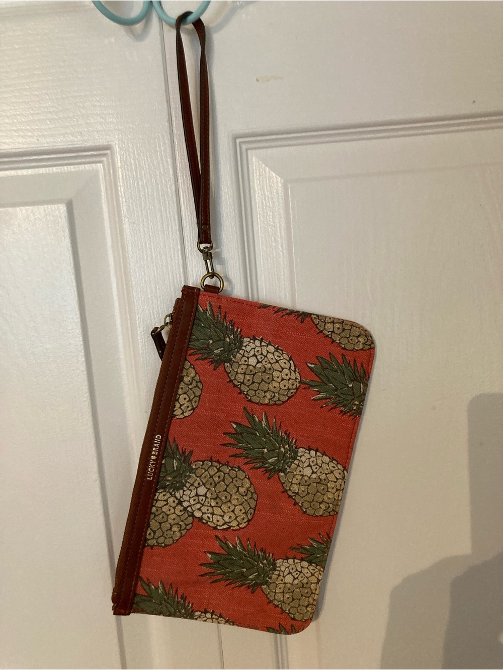 Lucky 🍀 Brand Pineapple Print Wristlet in Orange